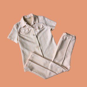 Vintage 70s Peach Leisure Suit Pant Set